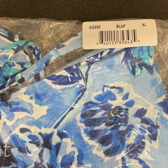 Andie Swim The Baia Glossy Eco Nylon in Blue Floral size XL NWT - Picture 5 of 6